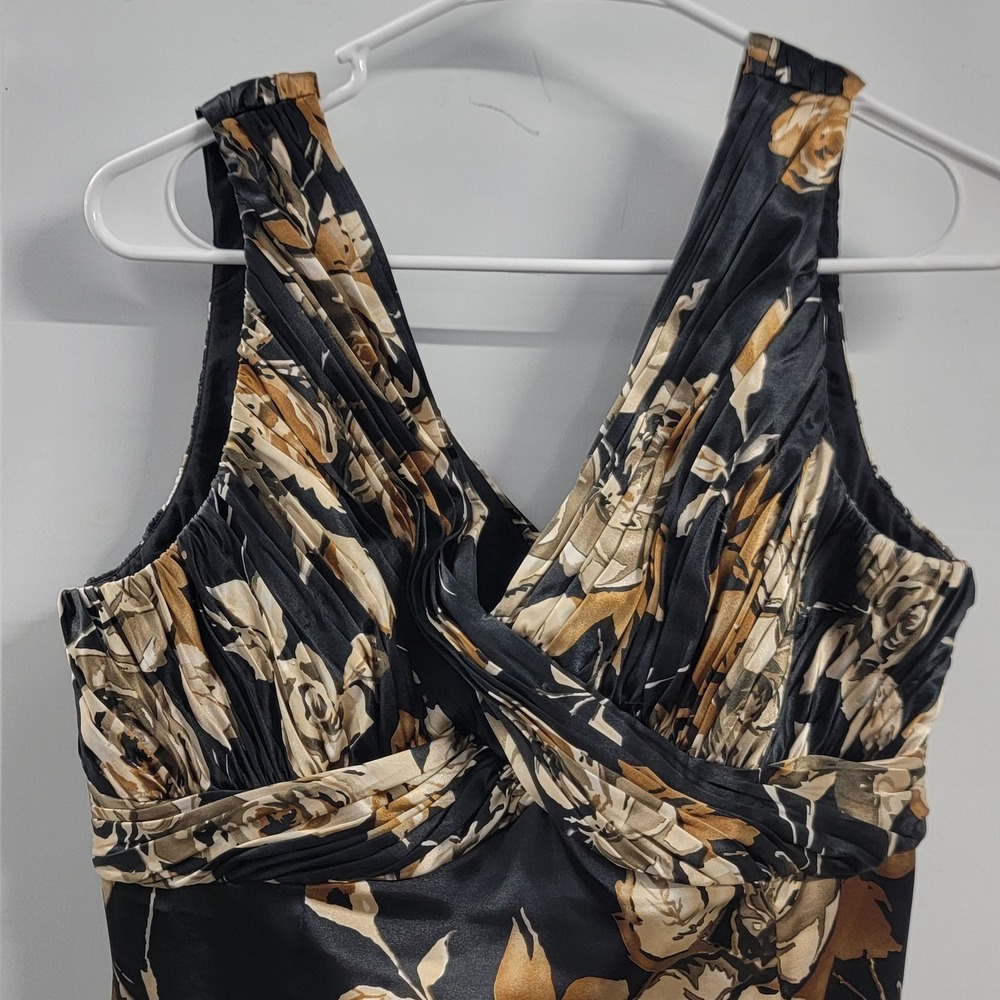Adrianna Papell Black and Gold Floral Prom Dress - Picture 2 of 12